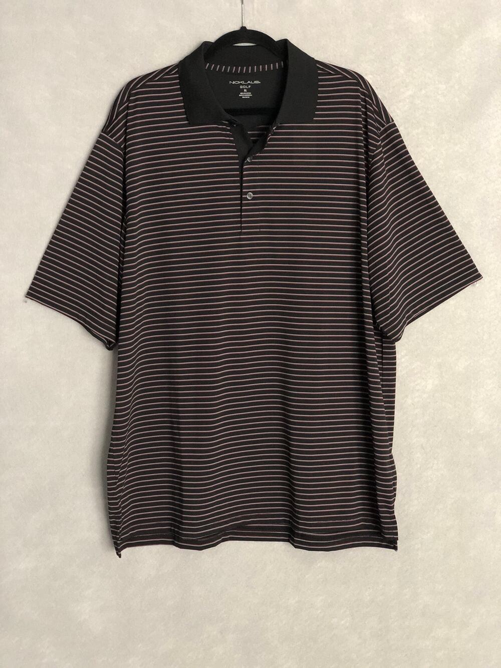 Nicklaus Golf Shirt Stripe Short Sleeve Black Men's XL NEW